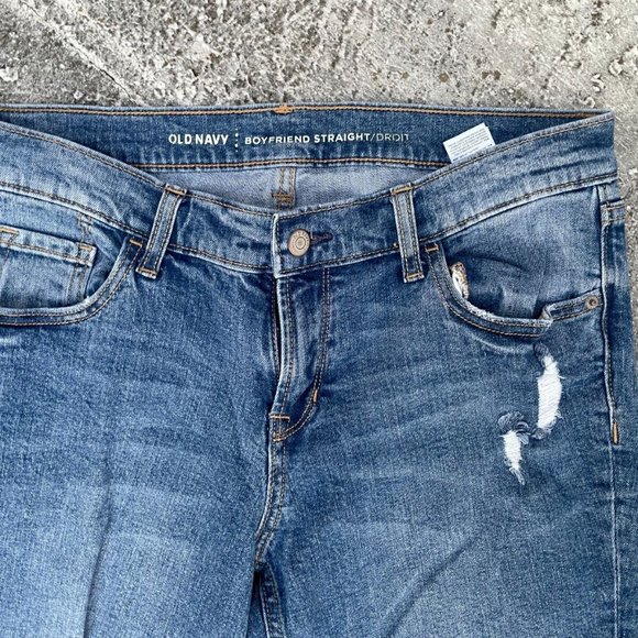 Old Navy Women Jeans Ripped Boyfriend Straight Denim Cotton Jean Size 6 Reg - Picture 3 of 9